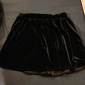 Black velvet miniskirt